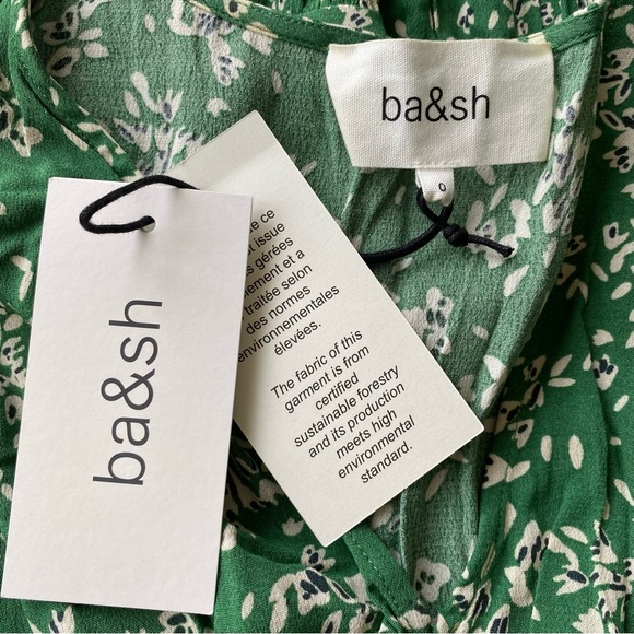 NWT Ba&sh Green Floral Print Vika Dress Size XS US2 - Picture 4 of 8